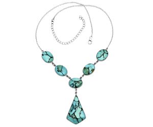 Lucky Charm Tibetan Turquoise Necklace EXN01068 N-1013, 23x34 mm