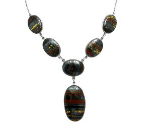 Iron Tiger Eye Necklace EXN01087 N-1013, 19x32 mm