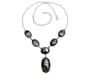 Iron Tiger Eye Necklace EXN01087 N-1013, 19x32 mm