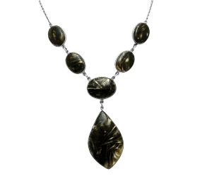 Bat Cave Jasper Necklace EXN01089 N-1013, 24x41 mm