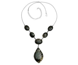 Bat Cave Jasper Necklace EXN01089 N-1013, 24x41 mm