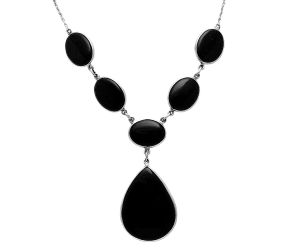 Black Onyx Necklace EXN01090 N-1013, 23x31 mm