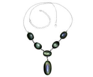 Obsidian Eye Necklace EXN01092 N-1013, 14x26 mm