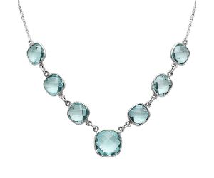 Sky Blue Topaz Checker Briolette Necklace EXN01096 N-1013, 9x9 mm