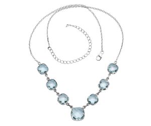 Sky Blue Topaz Checker Briolette Necklace EXN01096 N-1013, 9x9 mm