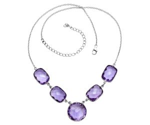 Amethyst Checker Briolette Necklace EXN01098 N-1013, 18x18 mm