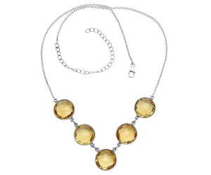 Citrine Checker Briolette Necklace EXN01102 N-1013, 14x14 mm