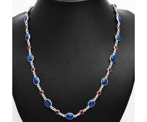 Lapis Lazuli and Garnet Necklace EXN01104 N-1024, 6x8 mm