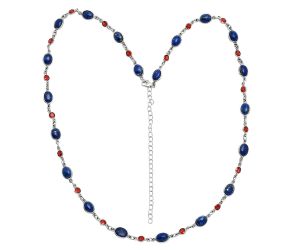 Lapis Lazuli and Garnet Necklace EXN01104 N-1024, 6x8 mm