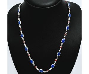 Lapis Lazuli and Garnet Necklace EXN01111 N-1024, 6x8 mm