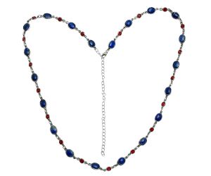 Lapis Lazuli and Garnet Necklace EXN01111 N-1024, 6x8 mm