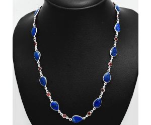 Lapis Lazuli and Garnet Necklace EXN01114 N-1024, 8x12 mm