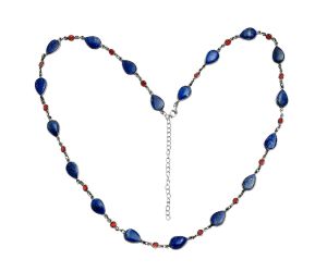 Lapis Lazuli and Garnet Necklace EXN01114 N-1024, 8x12 mm