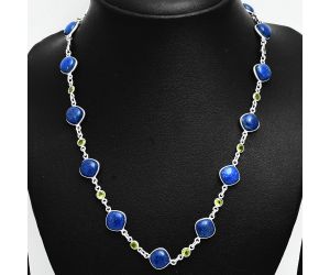 Lapis Lazuli and Peridot Necklace EXN01115 N-1024, 9x9 mm