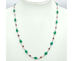 Green Onyx and Garnet Necklace EXN01118 N-1024, 6x8 mm