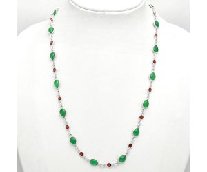 Green Onyx and Garnet Necklace EXN01119 N-1024, 6x8 mm