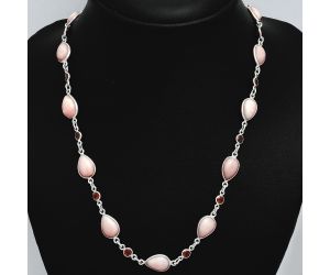 Pink Opal and Garnet Necklace EXN01120 N-1024, 8x12 mm