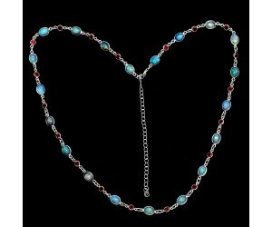 Ethiopian Opal and Garnet Necklace EXN01123 N-1024, 6x8 mm