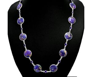 Copper Purple Turquoise and Amethyst Necklace EXN01157 N-1024, 14x14 mm