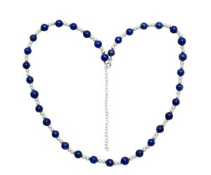 Lapis Lazuli and Pearl Beaded Necklace EXN01169 N-1025, 8x8 mm