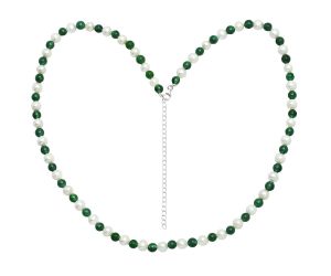 Nephrite Jade and Pearl Beaded Necklace EXN01179 N-1025, 7x7 mm