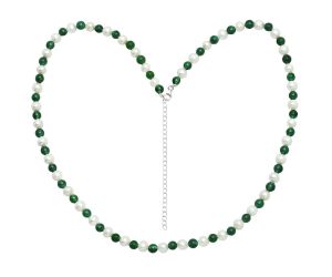 Nephrite Jade and Pearl Beaded Necklace EXN01180 N-1025, 7x7 mm