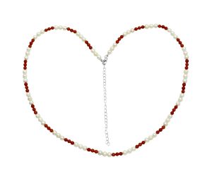 Pearl and Coral Beaded Necklace EXN01183 N-1025, 5x5 mm