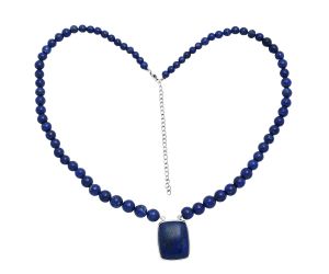 Lapis Lazuli Beaded Necklace EXN01188 N-1027, 21x26 mm