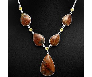 Rare Cady Mountain Agate and Citrine Necklace EXN01213 N-1022, 20x29 mm