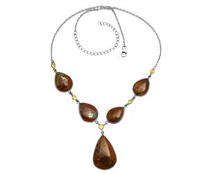 Rare Cady Mountain Agate and Citrine Necklace EXN01213 N-1022, 20x29 mm