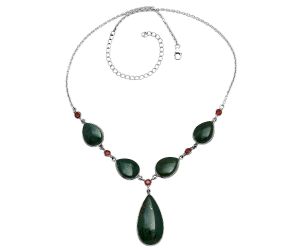 Blood Stone and Garnet Necklace EXN01216 N-1022, 16x30 mm