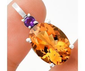 Citrine and Amethyst Pendant EXP01027 P-1113, 12x16 mm