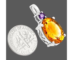 Citrine and Amethyst Pendant EXP01027 P-1113, 12x16 mm