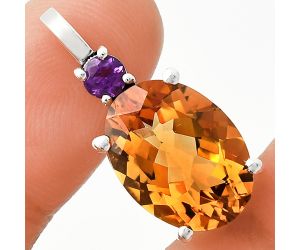 Citrine and Amethyst Pendant EXP01028 P-1113, 12x16 mm