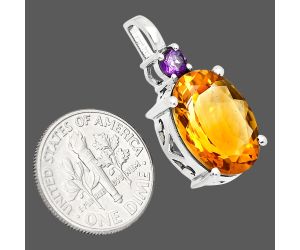 Citrine and Amethyst Pendant EXP01028 P-1113, 12x16 mm