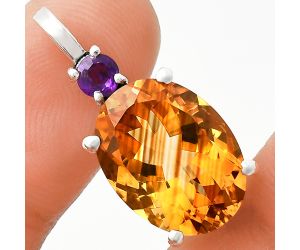 Citrine and Amethyst Pendant EXP01029 P-1113, 12x16 mm