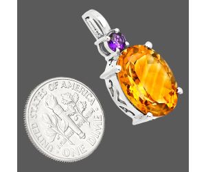 Citrine and Amethyst Pendant EXP01029 P-1113, 12x16 mm