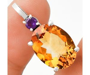 Citrine and Amethyst Pendant EXP01030 P-1113, 12x16 mm