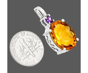 Citrine and Amethyst Pendant EXP01030 P-1113, 12x16 mm