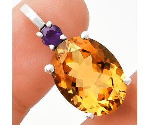 Citrine and Amethyst Pendant EXP01031 P-1113, 12x16 mm