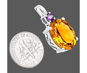 Citrine and Amethyst Pendant EXP01031 P-1113, 12x16 mm