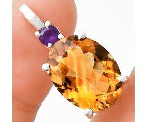 Citrine and Amethyst Pendant EXP01032 P-1113, 12x16 mm