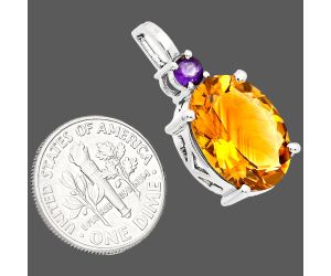 Citrine and Amethyst Pendant EXP01032 P-1113, 12x16 mm