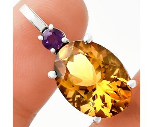 Citrine and Amethyst Pendant EXP01033 P-1113, 12x16 mm