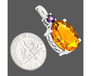 Citrine and Amethyst Pendant EXP01033 P-1113, 12x16 mm