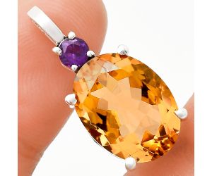 Citrine and Amethyst Pendant EXP01034 P-1113, 12x16 mm