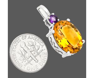 Citrine and Amethyst Pendant EXP01034 P-1113, 12x16 mm