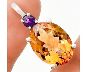 Citrine and Amethyst Pendant EXP01035 P-1113, 12x16 mm