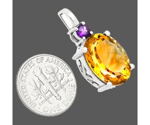 Citrine and Amethyst Pendant EXP01035 P-1113, 12x16 mm