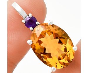 Citrine and Amethyst Pendant EXP01036 P-1113, 12x16 mm